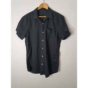 Bonobos mens large LONG FIT LAYBACK casual button down shirt gray short sleeve